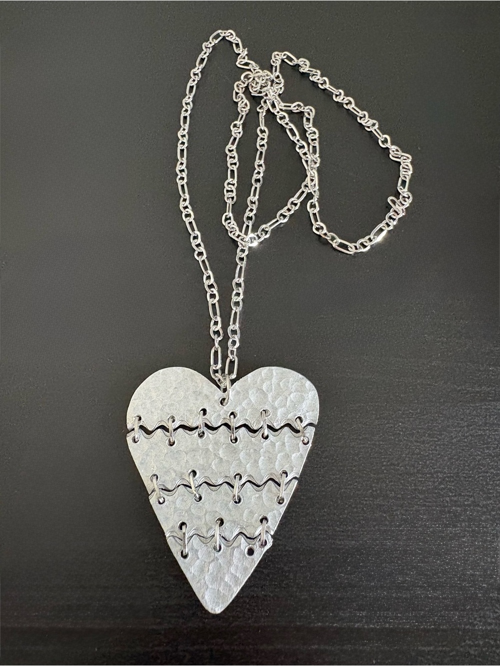 Hammered Silver Heart Necklace